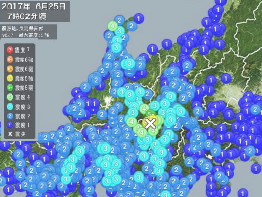 長野県南部地震M5.7　石川県輪島震度４氷見市仏生寺では、震度１